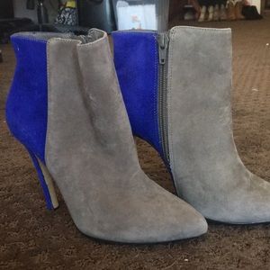 Colorblock Suede Ankle Booties